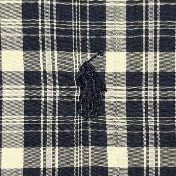 Ralph Lauren Blake Short Sleeve Men's L Checkers Blue/Gray Cotton Button Shirt - Picture 3 of 4